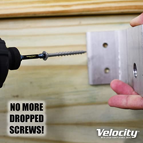 Velocity Exterior Wood Screw Site Case – 580 Assorted Wood Screws In 6 Sizes Made With Carbon Steel, Includes 4 Hexstix Drive Bits And Plastic Screw Storage Organizer (580 Pieces) #TOP5