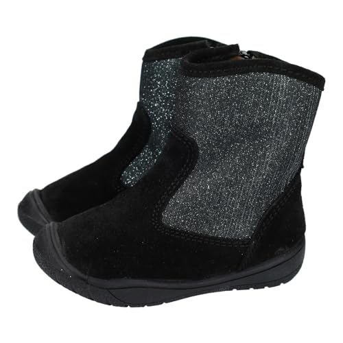 Bottines en cuir pour filles noires à paillettes idéales pour l'école
