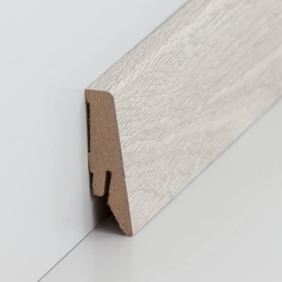 PROVISTON listwa przypodłogowa z płyty MDF, 18 x 58 x 2500 mm, rdzeń MDF foliowany dąb do klejenia, klipsów, wkręcania i gwoździ, listwa przypodłogowa firmy PROVISTON 62,5 m | 25 sztuk