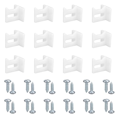 Tinoaly 12pcs N7015 Pocket Door Guide, Plastic Door Bottom Guide Kits with 24 Mounting Screws Durable Hardware for Sliding Closet Floor Track System (White)