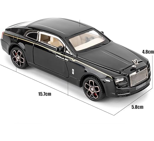Image of 1 /32 Scale Rolls Royce Wraith Black Luxury Model Car Toy