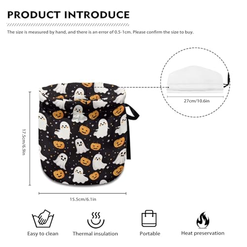 Image of Ghost Pumpkin Teapot Dust Cover, Portable Premium Fabric Tea Cosy with Drawstring Breakfast Warmer Insulation and Keep Warm, Kitchen Thanksgiving Decor