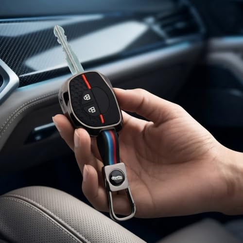Image of Coll of Fest Luxury Metal Silicon Key Cover Compatible with Suzuki Swift | Ertiga | Wagonr | Celerio | Swift Dzire | Alto | Fronx | Brezza | S Presso | Ignis | 2 Button Key Glow in Dark