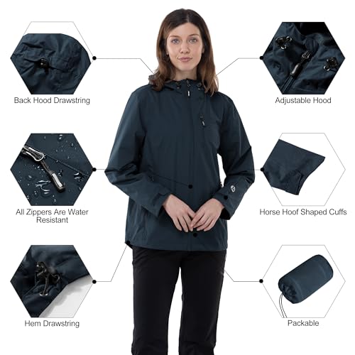 Image of Outdoor Ventures Packable Rain Jacket Women Waterproof Raincoat with Hood