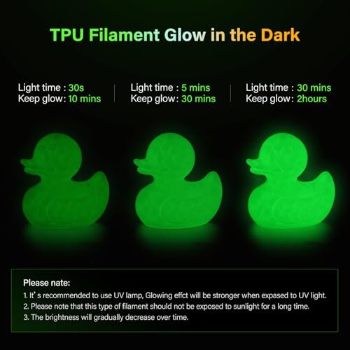 Image of YOUSU 95A TPU 3D Printer Filament, TPU Glow in Dark Filament Green,1.75mm Felxible Filament,1kg Spool.