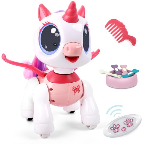 SPRSHY Remote Control Unicorn for Girls - Companion Pet Toys Electronic Pink Pegasus,Music and Waking Robot Christmas Birthday for Children 3 4 5 6 7 8 Years Old