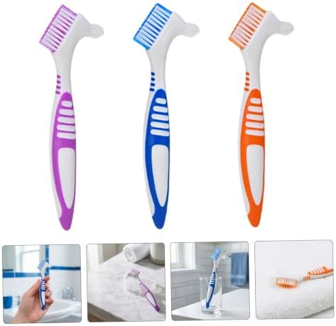 Homoyoyo 6pcs Dual Head Denture Brush with Soft Nylon Bristles for Cleaning Removable Dentures and Dental Appliances, Fits Narrow Areas, Easy to Use Travel Toothbrush for Seniors — view 6