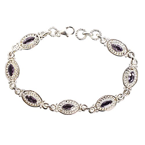 Pulsera de plata de ley 925 amatista natural piedra morada joyería mujer FSJ-949