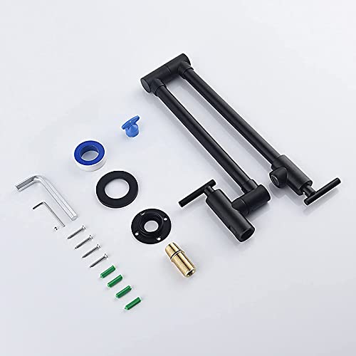 Grifo de relleno de olla plegable negro mate de pared de un solo agujero 2