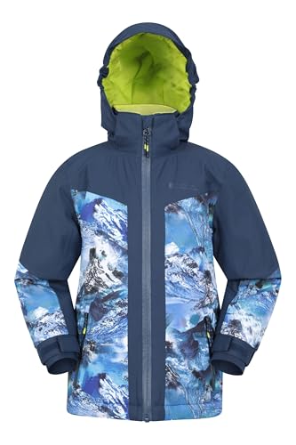 Image of Mountain Warehouse Himalayan Kids Waterproof Ski Jacket - Breathable Childrens Coat withTaped Seams & Detachable Hood - Snowboarding Navy Kids Size 5-6 Years