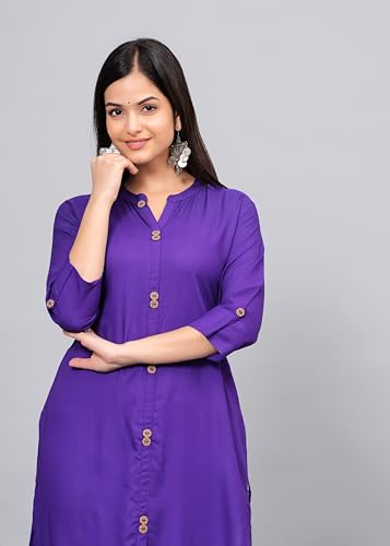 Image of NEW4U Women's Solid Rayon Straight Kurta