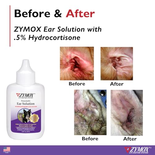 ZYMOX Enzymatic Ear Solution with 0.5-Percent Hydrocortisone, for Dog & Cat, 1.25 oz