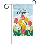 KafePross Custom Grandma's Garden Flag Nana's Favorite Kids Tulips Flowers Decor Yard Banner Moth...