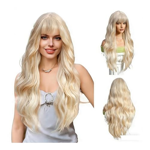 uP9sF2mD Wigs 28 Inch Golden Long Curly Hair Wig For