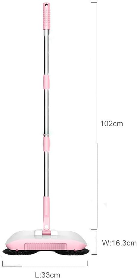 Radorock 3 in 1 Sweeper Mop Vacuum Cleaner Hand Push Floor Cleaner,Upgrade Soft and Thick Brush + Microfiber Mop Easy to Use (Pink)