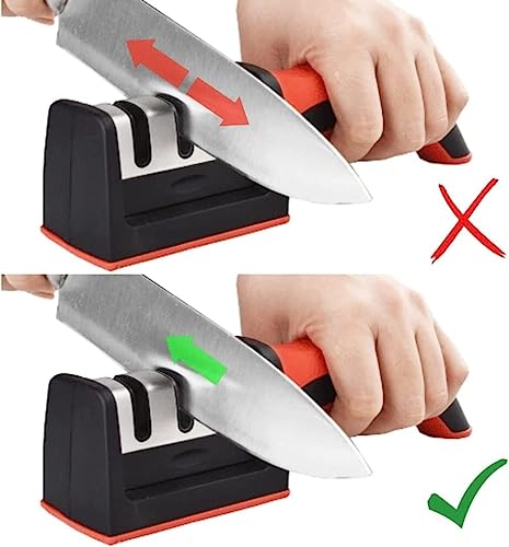 Amolador Afiador de Facas e Tesouras 3 em 1 Manual em Aço Inox Profissional com Cabo Ergonômico e Ba