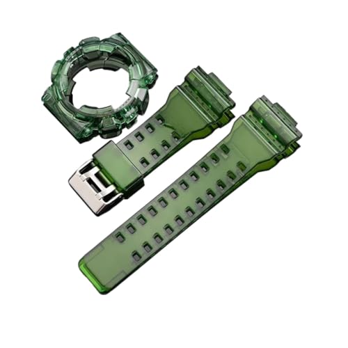 Casio GA-100/110/120/140 GD-100/110/120 GAX-100 GLS-100 TPU樹脂ウォッチストラップケース メンズ スポーツベゼル バンド ブレスレットに対応(Green)