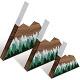 Maitys 3 Pcs 3 Size Mountain Shelf Decor Mountain Wooden Sign Farmhouse Wood Forest Sign Woodland Nursery Decor Travel Adventure Table Centerpiece for Home Farmhouse(Green)