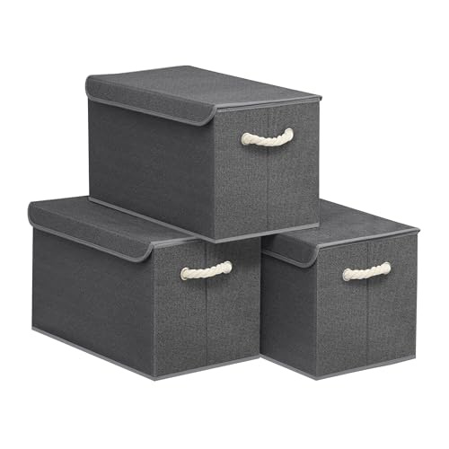 SONGMICS Aufbewahrungsbox mit Deckel, klappbar, 3er Set, 50 x...