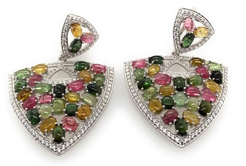 Natural Green and Pink Tourmaline 925...