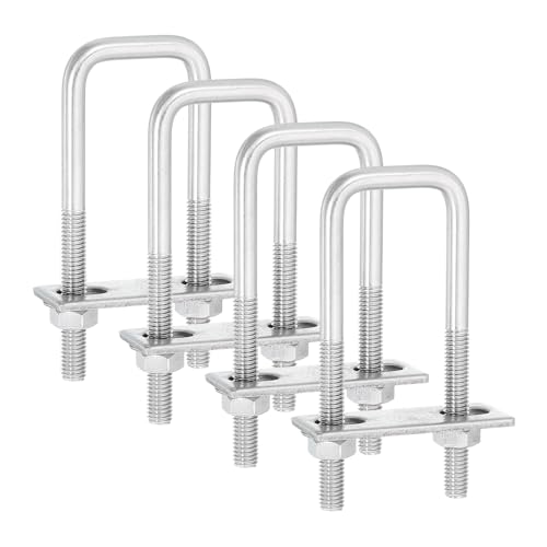 uxcell 4Sets 304 Stainless Steel Square U-Bolts, 1.26" (32mm) Inner Width 3.94" (100mm) Length M8 with Nuts, Frame Plate, Gasket for Automobiles Trailer, Ski Boat, Fishing Boat, Pipelines