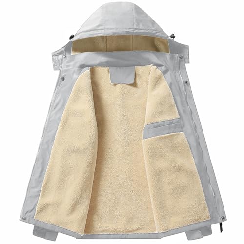 Image of PEGENO Men's Winter Thick Hooded Jacket Fleece Lining Windproof Parka With Removable Hood Coat