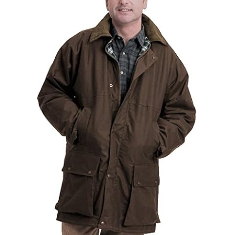 Stormway Men's Waterproof Windproof Cotton Wax Cotton Padded Rain Jacket Coat Brown Cover