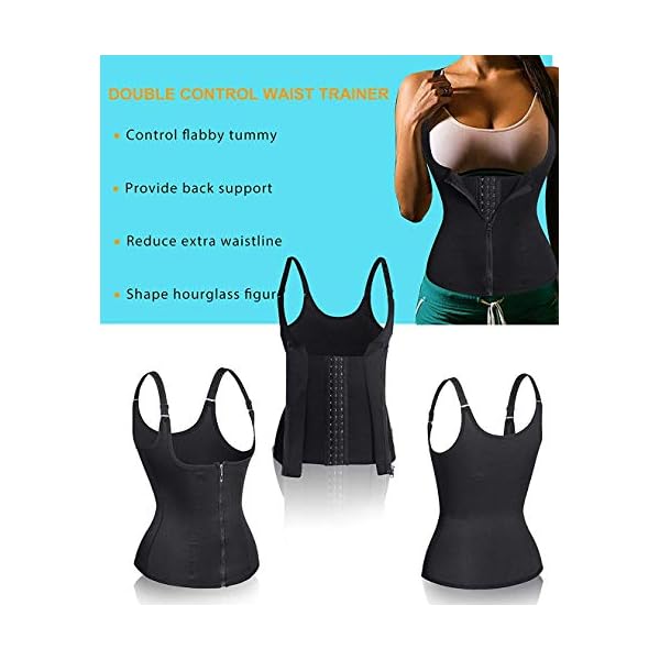 Nebility-Women-Waist-Trainer-Corset-Zipper-Vest-Body-Shaper-Cincher-Tank-Top-with-Adjustable-Straps Nebility Women Waist Trainer Corset Zipper Vest Body Shaper Cincher Tank Top with Adjustable Straps (4XL, Black)
