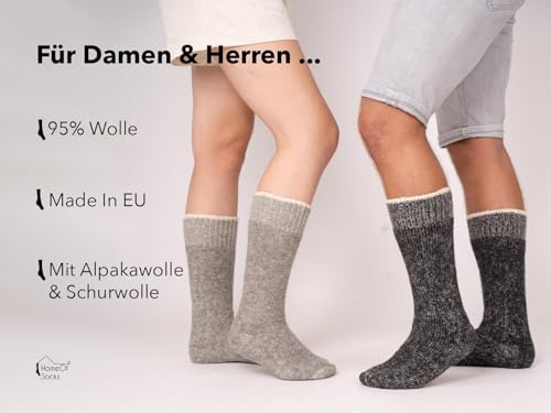 HomeOfSocks Ein Paar Alpaka Kniestrümpfe für Herren Und Damen - 95% Wolle Extra Dick Frottee und festem Sitz Lange Socken Luxuriöse Wollsocken | Anthrazit Gr. 43-46