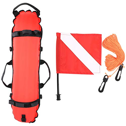 Rosvola Dive Flag Buoy, Quick Inflates Buoy, Diving Inflation Buoy Ball and Flag Dive Flag for Diving Snorkeling