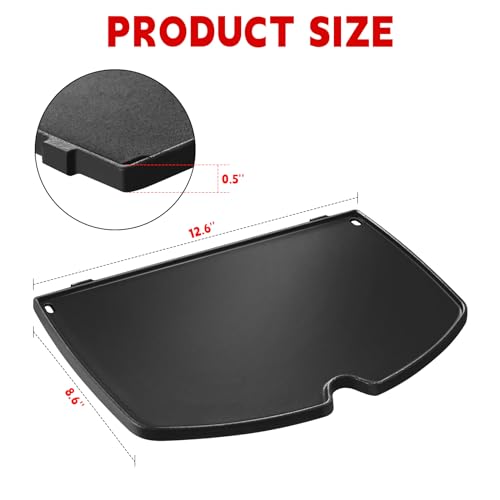 GGC 6558 Griddle for Weber Q100 Q120 Q1000 Q1200 Series Grills, Cast Iron Grill Parts for Weber Q100 Grills, 12.6" x 8.6" Cooking Griddle for Webbr Baby Q