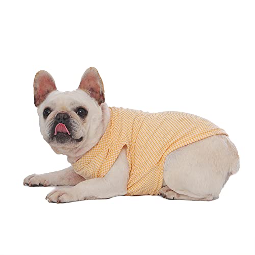 Hozz 2 Pack 100Percent Cotton French Bulldog Shirts Fashion Vest Tank Top Frenchie Dogs Blue&Yellow, Medium (Pack Of 1) #TOP7