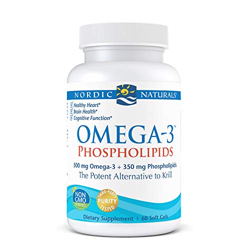Nordic Naturals Omega-3 Phospholipids, Unflavored - 500 mg Omega-3 & 350 mg Phospholipids - 60 Soft Gels - Heart & Brain Health - Small, Easy-to-Swallow Soft Gels - Non-GMO - 30 Servings
