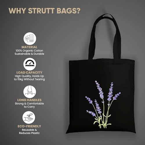 Image of STRUTT Foldable Canvas Tote Bag for Women, Tote Bag for College Girls,100% Organic Cotton Reusable Shopping Bag for Grocery, Eco-Friendly Multi-Purpose Bag for Travel & Daily Use- Purple Lilac