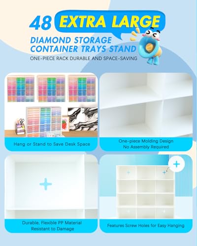 Image of forever young 48PCS Extra Large Diamond Art Storage Containers Trays＆Stand