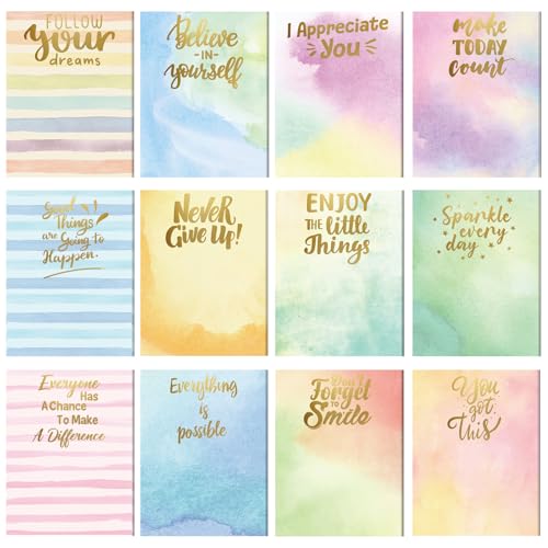 12 Pieces Appreciation Sticky Notes 3 x 4 Inch Fun Motivational Inspirational Positive Modern Cute Encouragement to Do List Notepad for Shopping List Study Planner 30 Sheets Each(Dreamy Style)