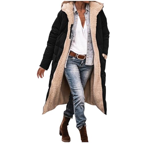 Womens Long Puffer Coat Oversized Reversible Fleece Jackets Winter Warm Outerwear Sherpa Fleece Lined Long Jackets2