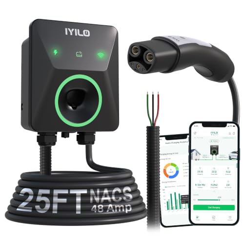 Image of Level 2 EV Charger for Tesla, 48Amp /11.5KW /240V, UL /ETL /Energy Star | Wall Charger Supports Power Sharing & Dynamic Load Balancing, Temp Sensors, WiFi Smart APP, Scheduled Charging, Hardwired