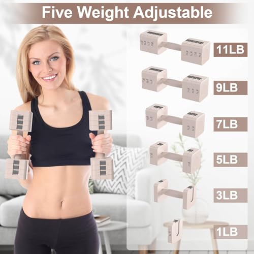 Image of Hezeyferg Adjustable Dumbbells Set for Women /Men Home Gym | 18LBS 22LBS Adjustable Weight Dumbbells, Hand Weights Sets with Mutilple Levels, Full Body Workout