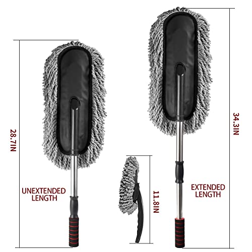 Image of AZARIA Combo 2 PCS Soft Microfiber Car Cleaning Duster with Handle Car Cleaning Brush Mini Car Duster Drill Free for Exterior Dust Remover Car Window Cleaning Dusting Brushes Car Accessories Exterior