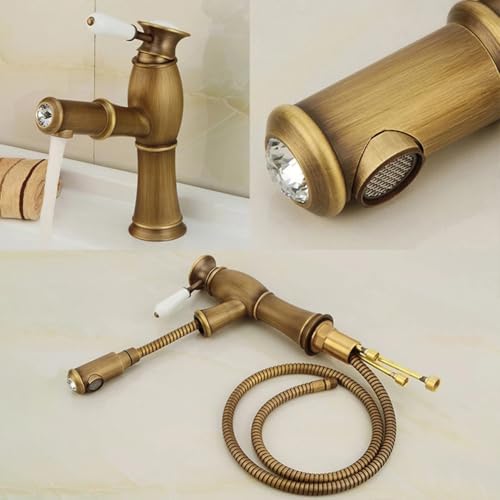 Mitigeur de lavabo de salle de bain avec jet extractible rétro - 7