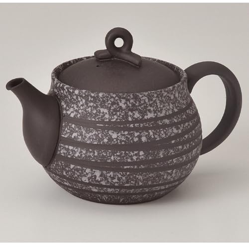 常滑焼 急須 柏陽作 黒袋型紫らせん後手急須(かご網茶こし)珈琲急須