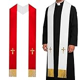 Generico Stola des Ministers – bestickte Quastenstola, wendbar, Unisex, Kirche, Hochzeitsstola für erwachsene Geistliche, religiöse Zeremonien, heiliges liturgisches Gebiet, bestickt | Präsentation