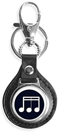 DIYthinker Triple-demiquaver Music Note Black Key Chain Ring Keyholder Hook Leather Metal image 2