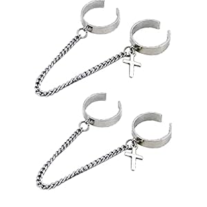 Vriendenketting Combinatie ring Stapelbare knokkelring Ringvinger sieraden Ring met kettingvinger Ketting kruis punk…