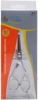 Tesoura Nano Serrilhada 5,5" - NYBC Beauty - Inox 420 - Apoio de Dedo - Corte Preciso e Suave