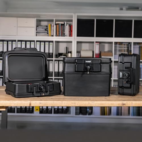HMF 250452 Feuerfeste Wasserdichte Dokumentenbox | DIN A4 | 44,5 x 16,5 x 33 cm | schwarz - 9