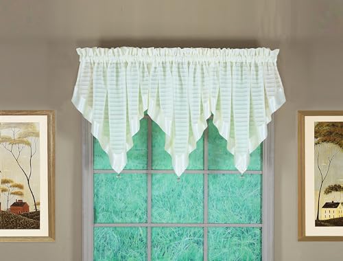 Today's Curtain, Silhouette Stripe Sheer Ascot, Ecru, 40" W x 25" L