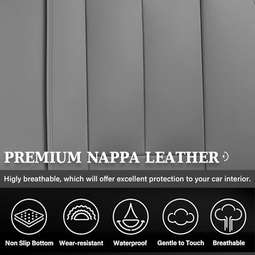 Image of Coverado Back Seat Cover, Gray Seat Covers for Cars, Waterproof Back of Car Seat Protector for Kids, Nappa Leather Car Seat Cushion, 3-Pieces Universal Fit Most Cars Interior Backseat Covers