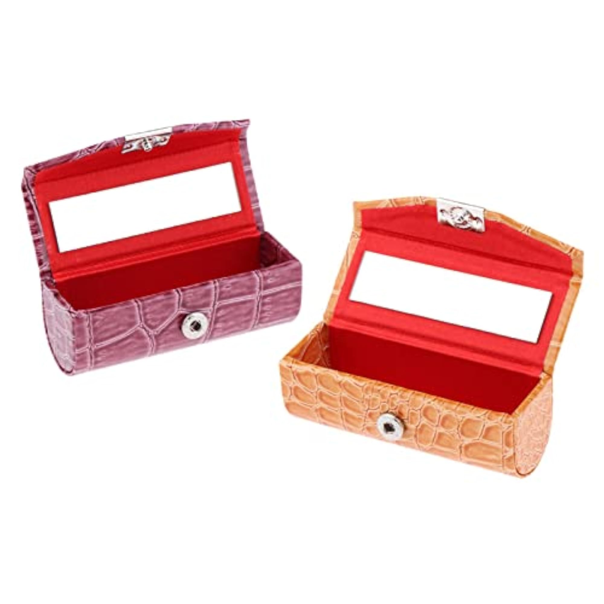 2 Colors Women PU Leather Lipstick Case with Mirror